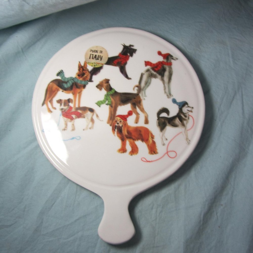 italian winter dog trivet ceramica cuore (w1743)